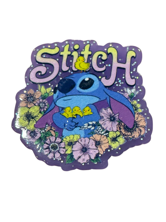 Stitch-Purple & Green Flowers
