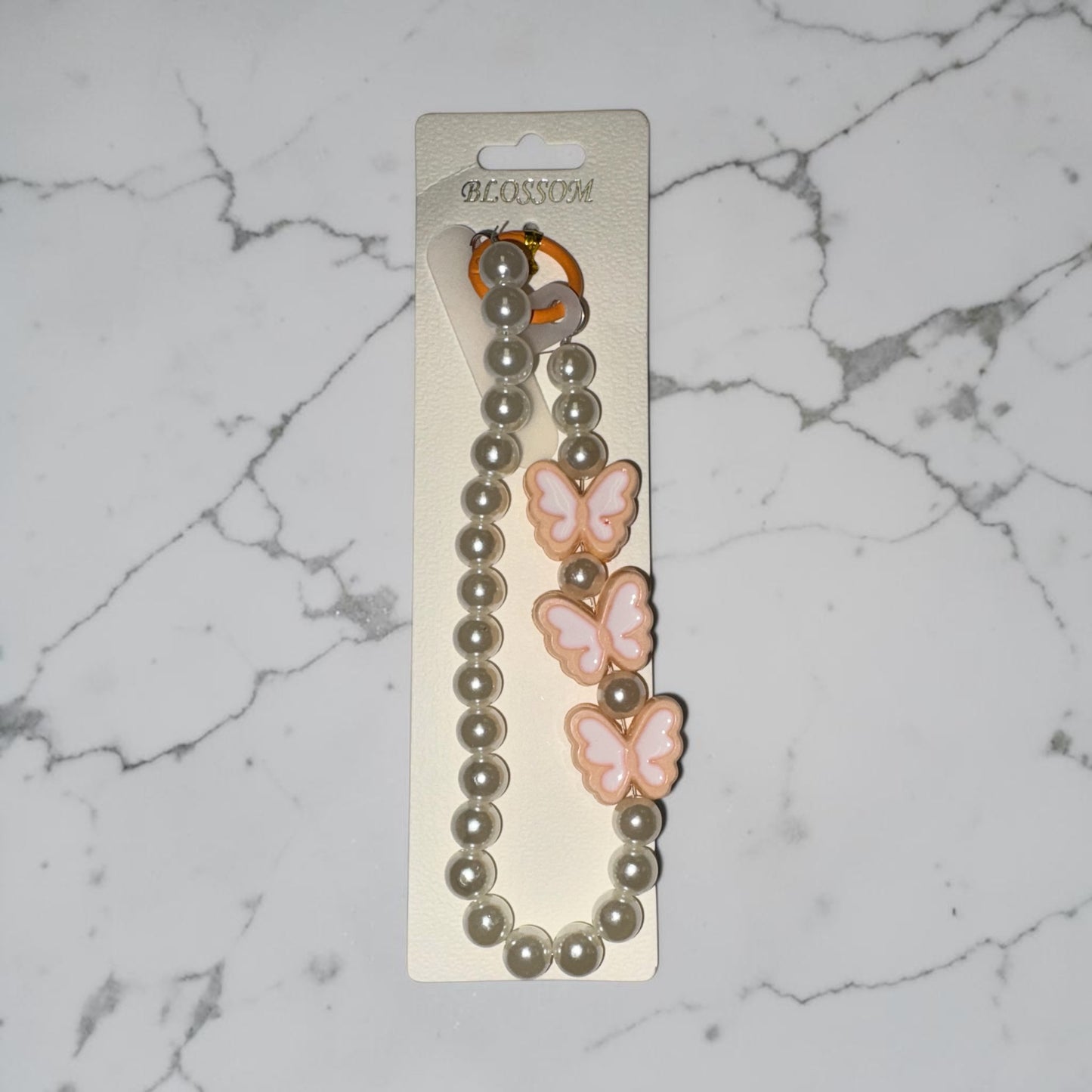 Pearl Butterfly Wristlet phone charm