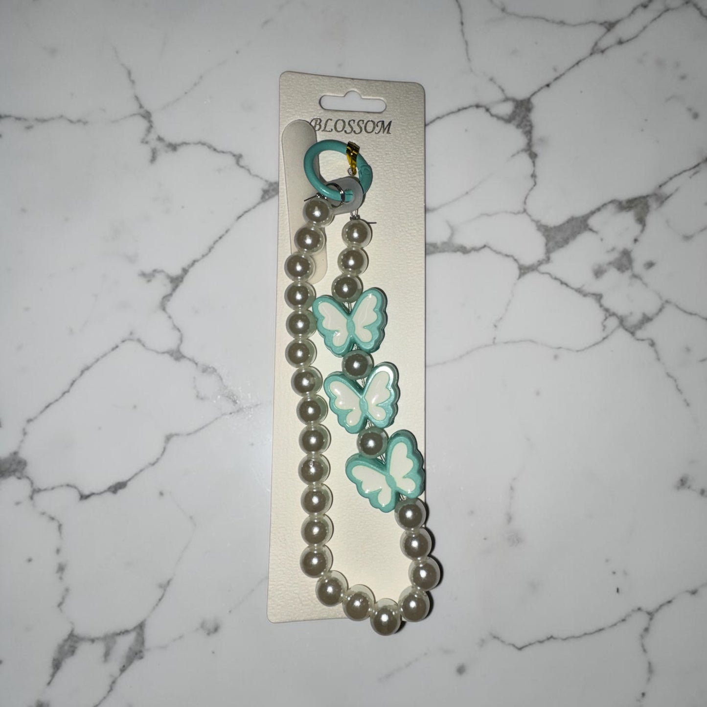 Pearl Butterfly Wristlet phone charm