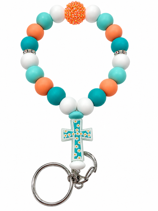 Teal Flower Cross